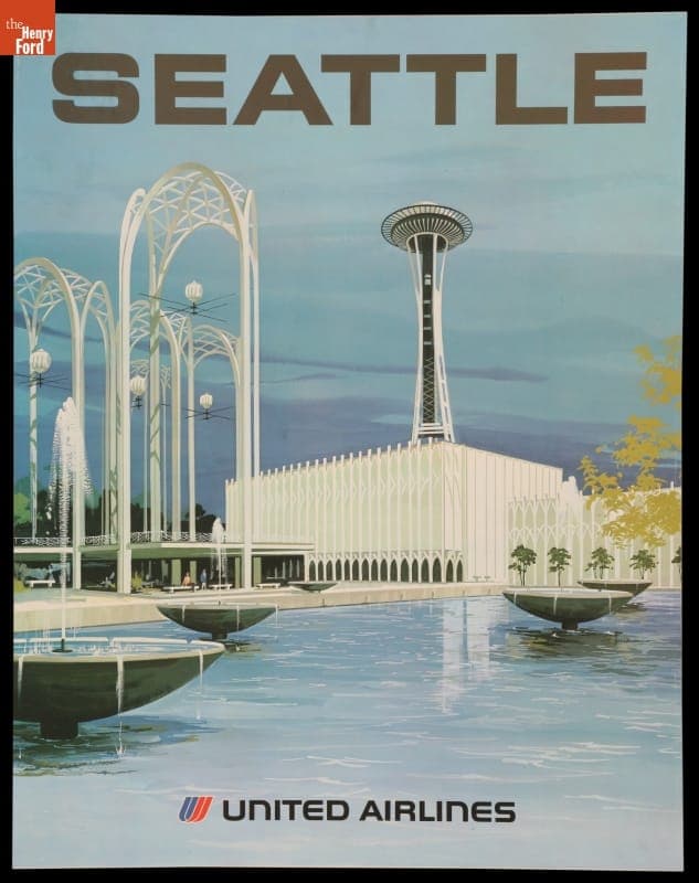 Advertising Poster, United Airlines at Seattle World's Fair, circa 1962