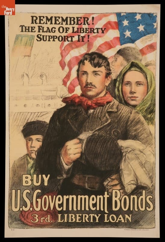 World War I Poster, "Remember the Flag of Liberty, Support It!," 1918