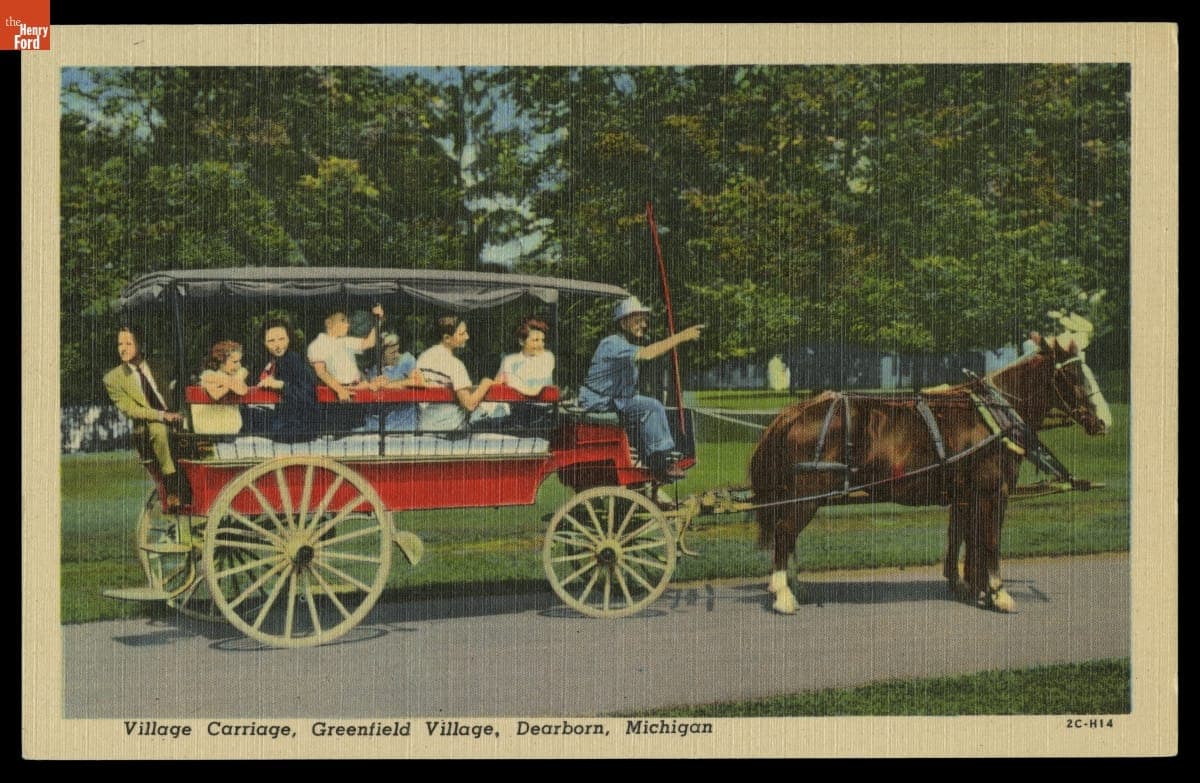 Visitors in Horse-Drawn Carriage, Greenfield Village, Dearborn, Michigan, 1952