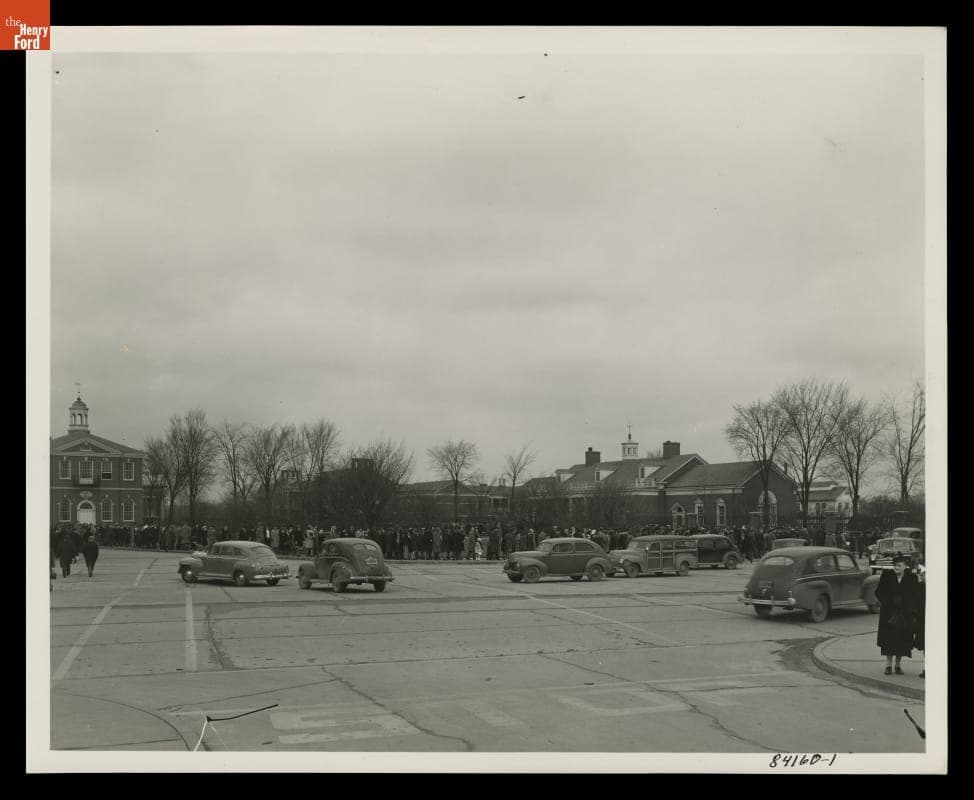 Mourners Waiting in Line to Pay Last Respects to Henry Ford, Lovett Hall, Dearborn, Michigan, April 9, 1947