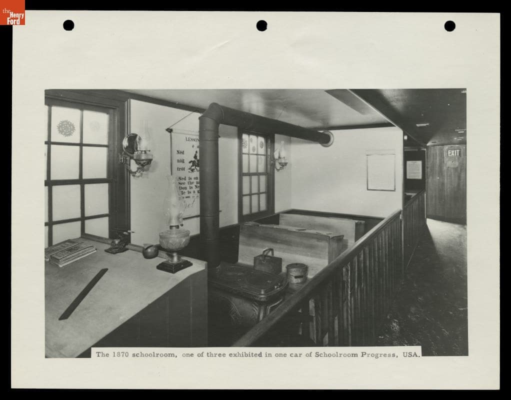1870 Schoolroom, Part of Schoolroom Progress, USA Traveling Exhibition, 1955-1956