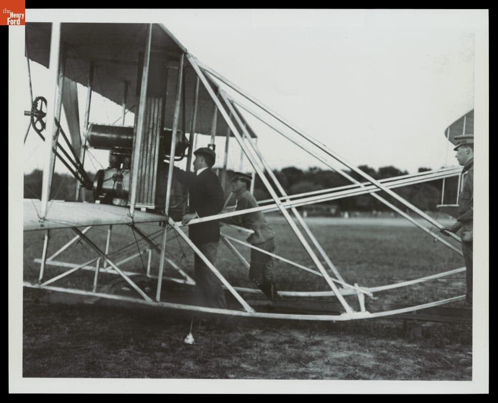 Orville Wright with Lieutenant Benjamin Foulois during Test Flights at Fort Myer, Virginia, 1909