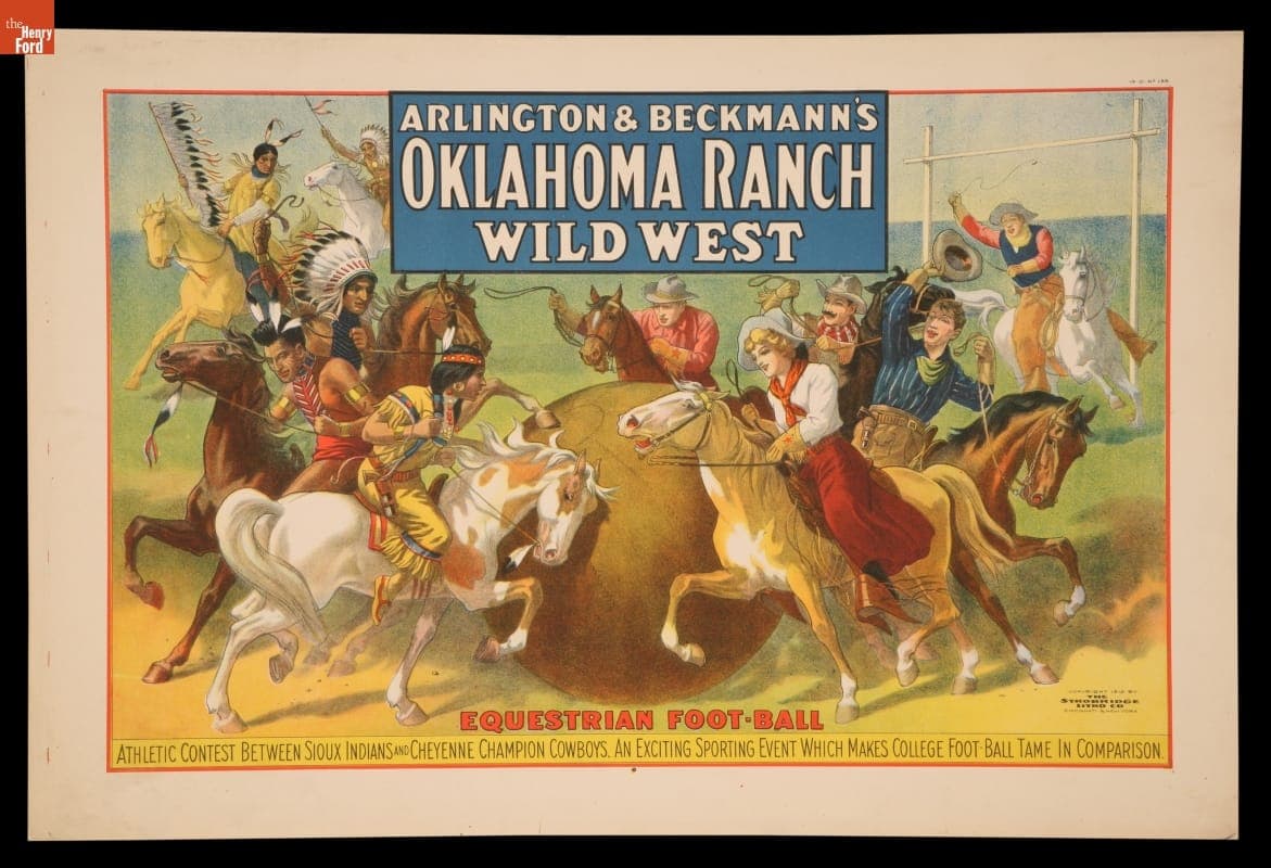 Circus Poster, Arlington & Beckmann's Oklahoma Ranch Presents "Equestrian Football," 1913