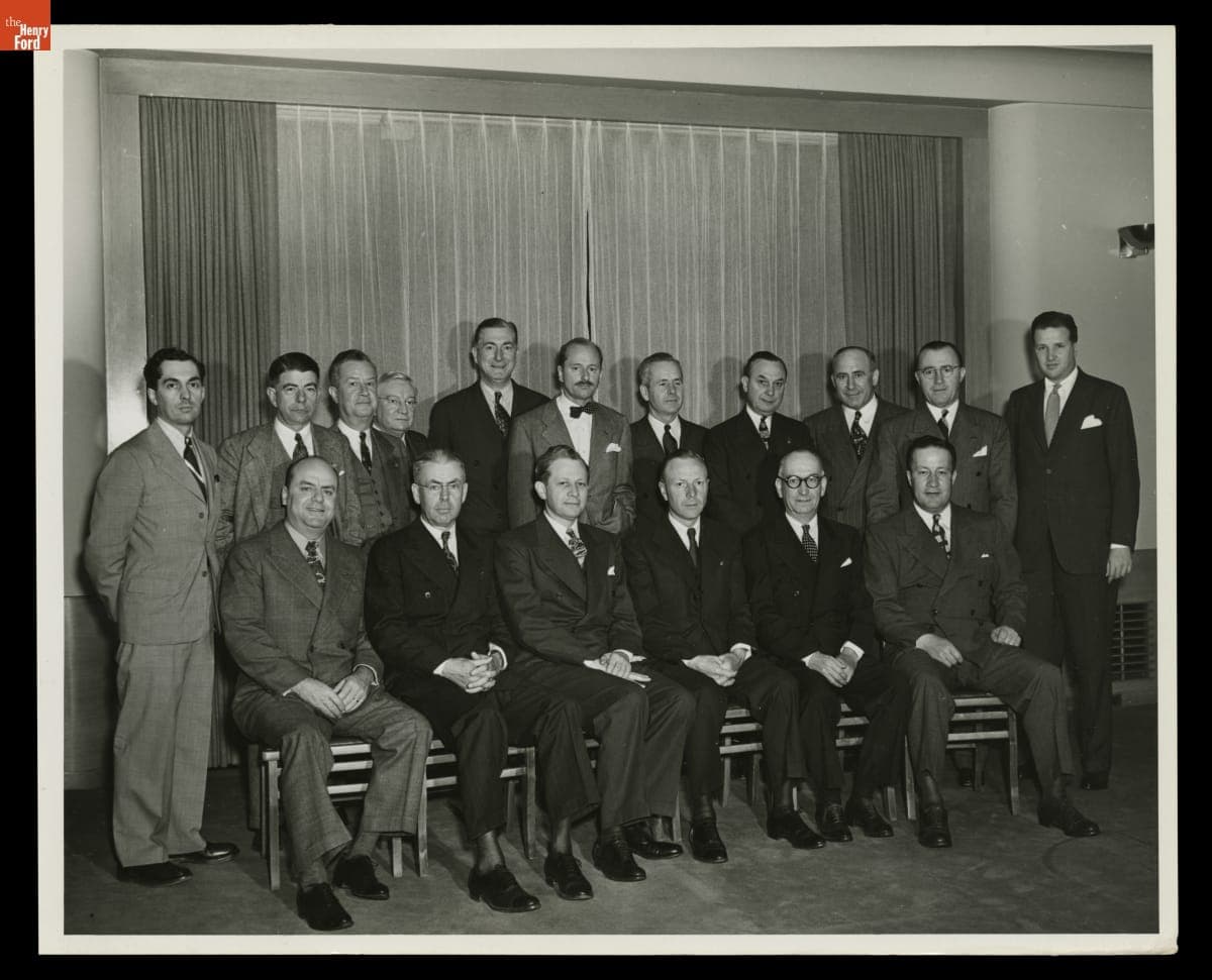 Lincoln Dealers and Ford Motor Company Officials at Ford Rotunda, Dearborn, Michigan, May 1945