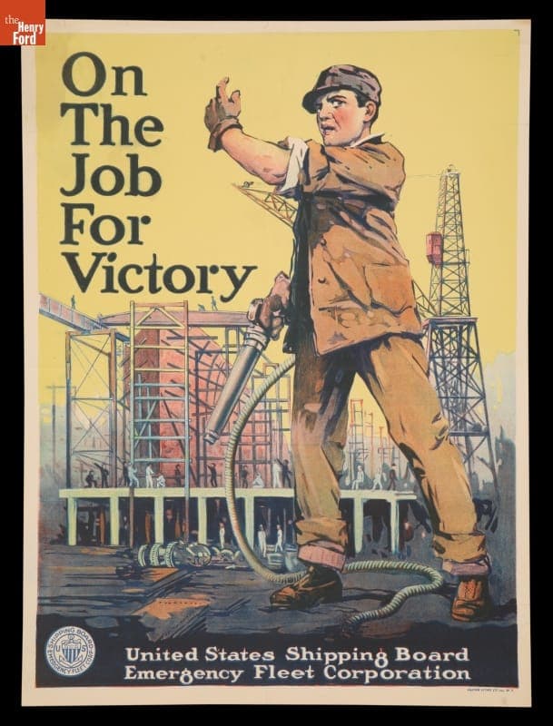 World War I Poster, "On the Job for Victory," circa 1918