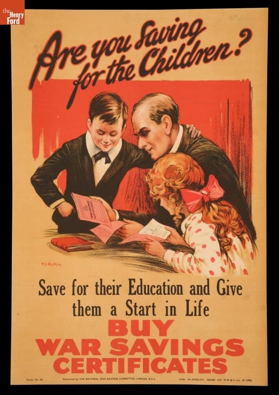 World War I Poster, "Are you Saving for the Children?," 1917