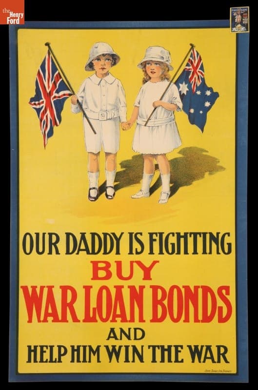 World War I Poster, "Our Daddy is Fighting- Buy War Loan Bonds and Help Him Win the War," circa 1915