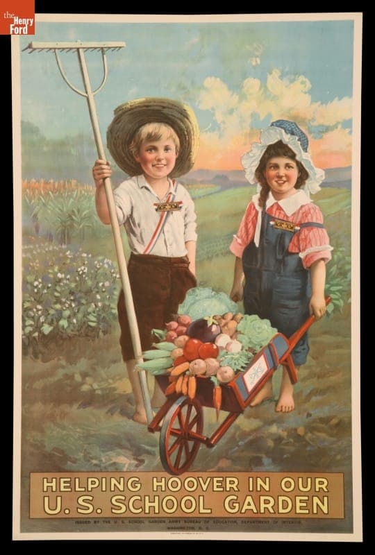 World War I Poster, "Helping Hoover in Our U.S. School Garden," circa 1918