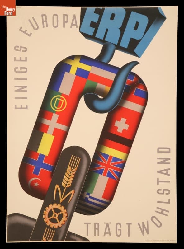 European Recovery Program Poster, "Einges Europa Tragt Wohlstand," circa 1950