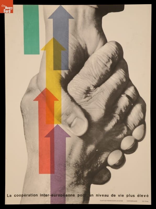 European Recovery Program Poster, "La Cooperation Inter-europeenne pour un Niveau de Vie plus Eleve," circa 1950