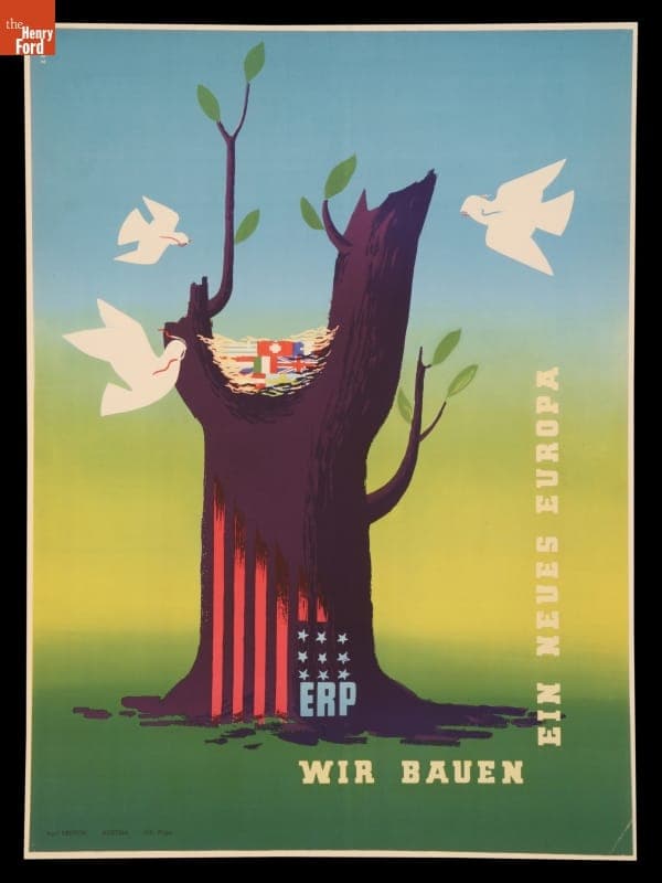European Recovery Program Poster, "Wir Bauen Ein Neues Europa," circa 1950