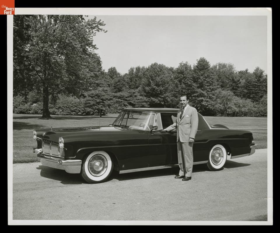 William Clay Ford with Continental Mark II Automobile, 1955