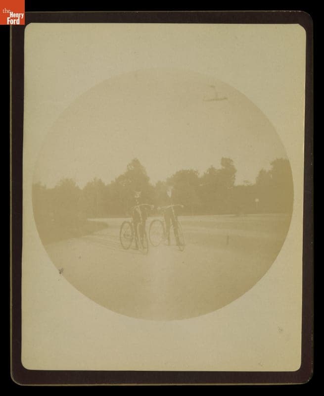Kodak Circular Photograph of Two Men with Bicycles, 1889-1897