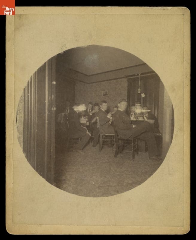 Kodak Circular Photograph, Young Men Posed at Dining Table, 1889-1897