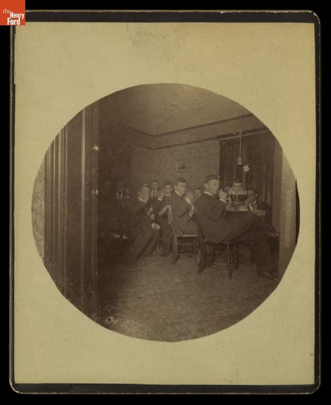 Kodak Circular Photograph, Young Men Posed at Dining Table, 1889-1897