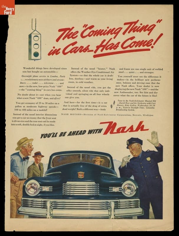 1946 Nash "600" Advertisement, "The Coming Thing in Cars Has Come!"