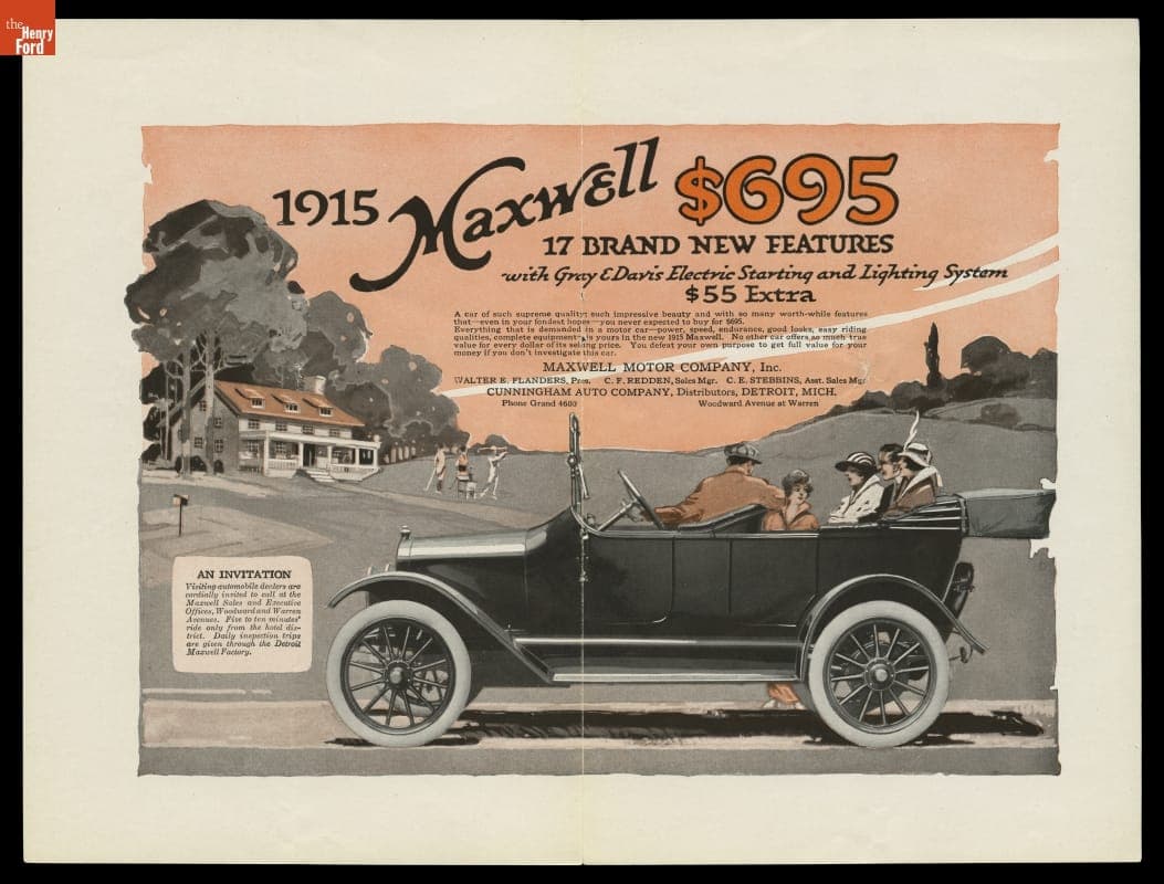1915 Maxwell Advertisement, "17 Brand New Features with Gray & Davis Electric Starting and Lighting System"