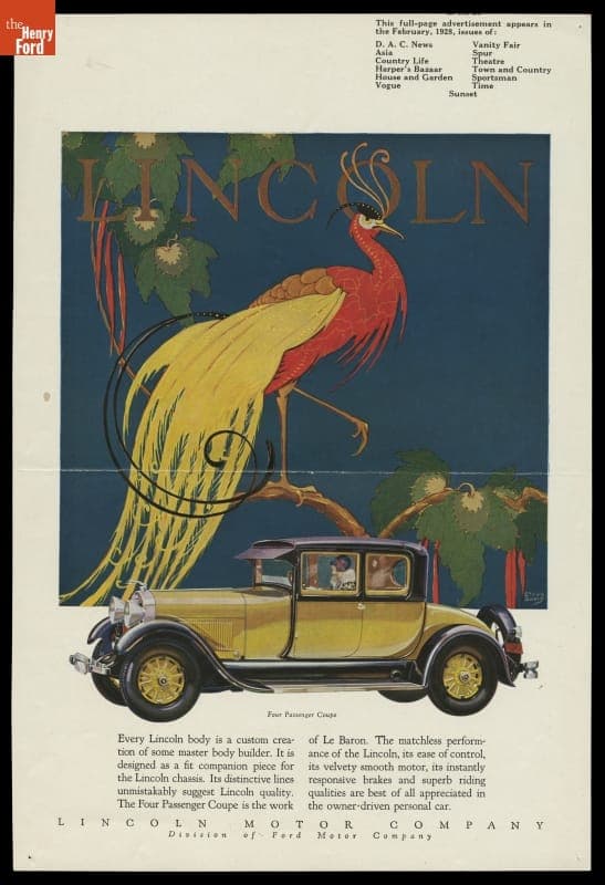 1928 Lincoln Four-Passenger Coupe Advertising Proof, "Every Lincoln Body is a Custom Creation of Some Master Body Builder"