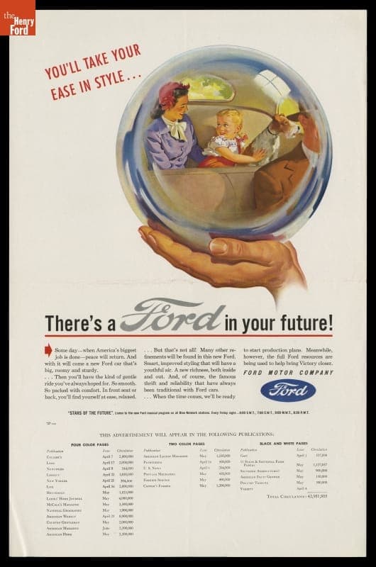 Ford Advertisement, "You'll Take Your Ease in Style, There's a Ford in Your Future!," 1945