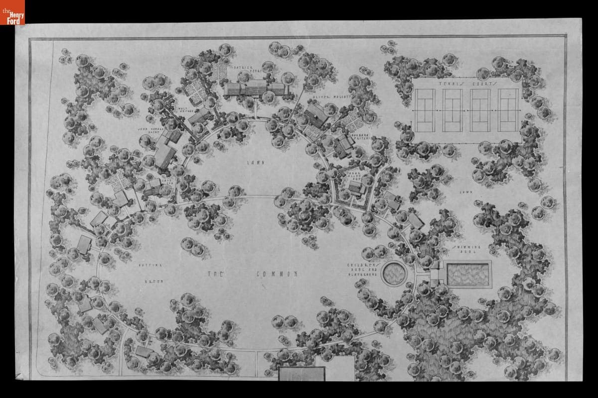 Presentation Drawing, Proposed Arrangement of Cottages - Additions to the Dearborn Inn, 1936