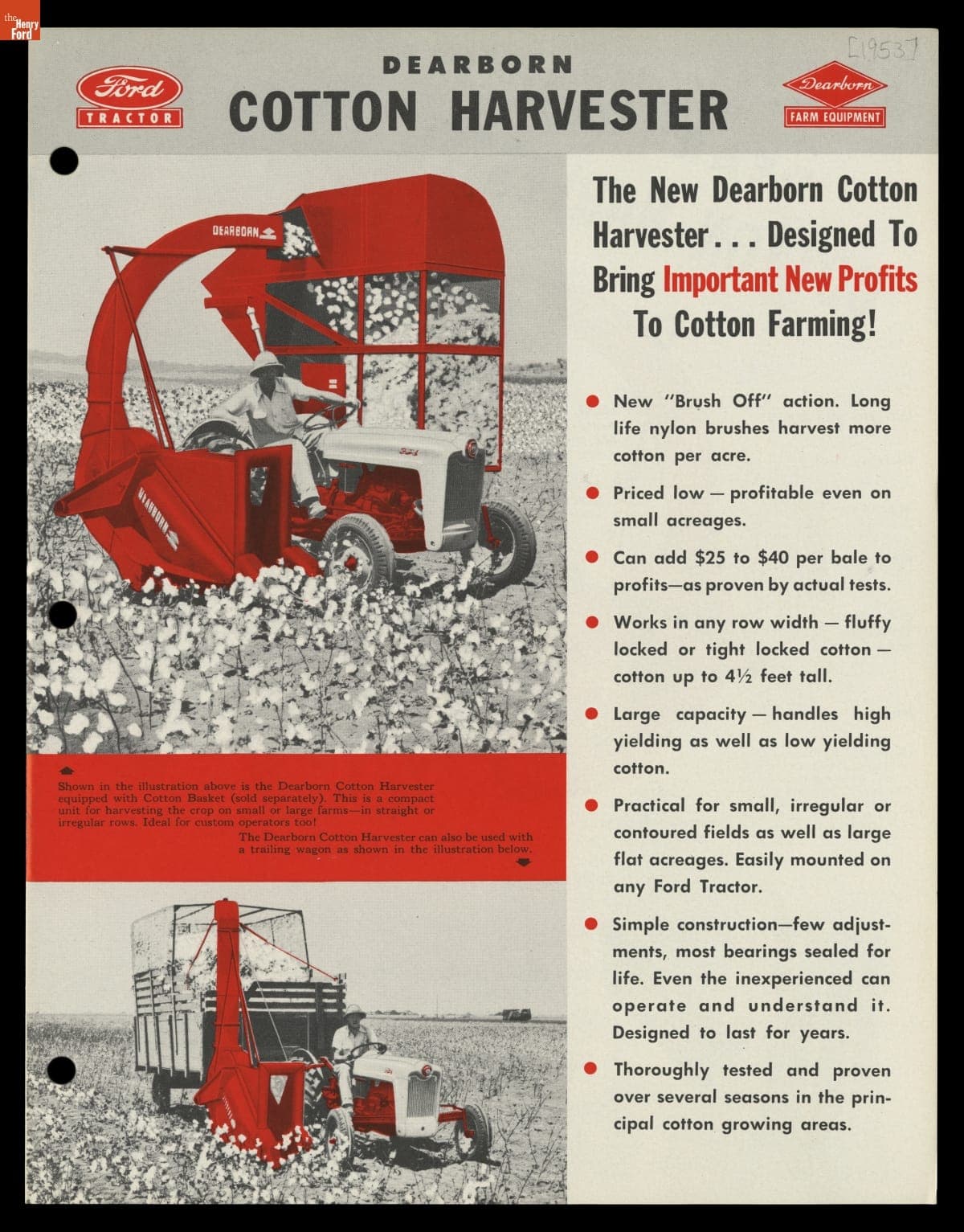 Brochure, "Dearborn Cotton Harvester for Use with Ford Tractor," 1953