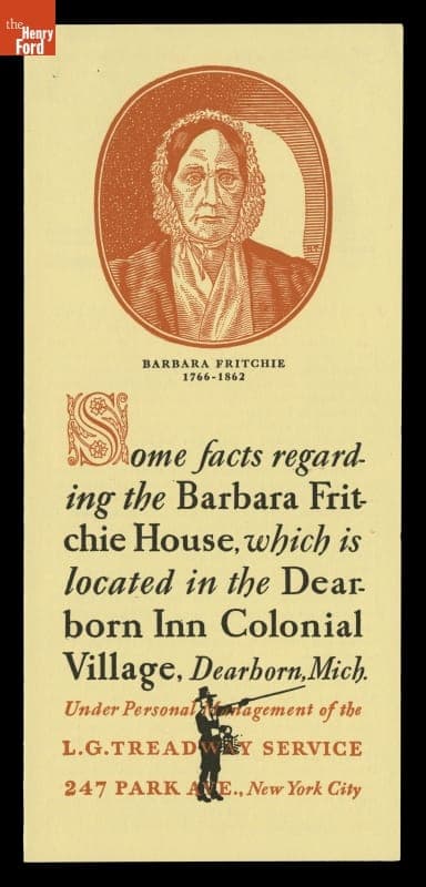 Brochure, "Some Facts regarding the Barbara Fritchie House," Dearborn Inn Colonial Village, 1937