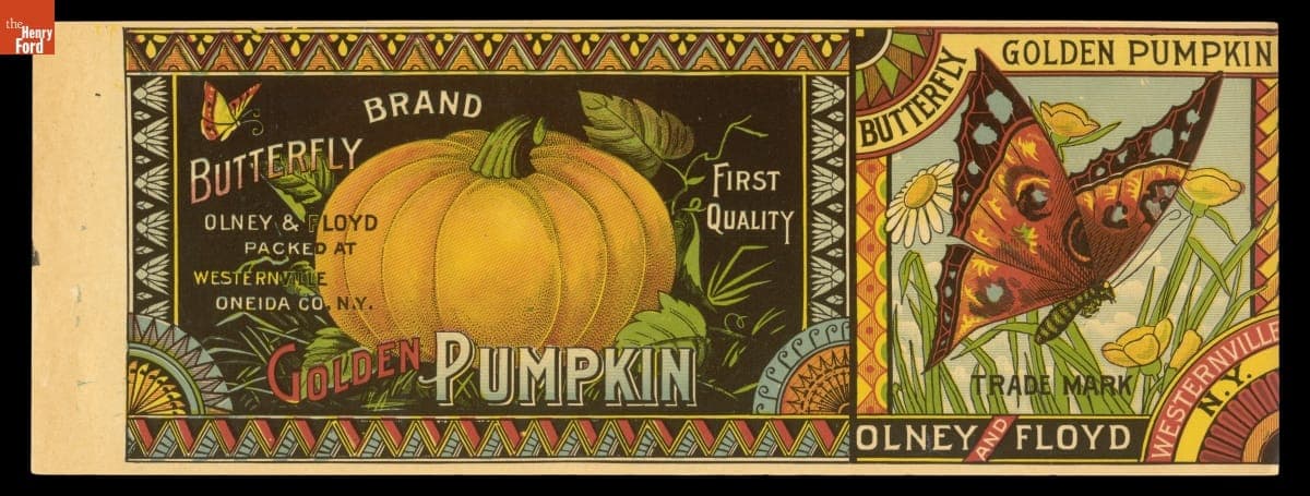 Can Label, "Butterfly Brand Golden Pumpkin," 1880-1895