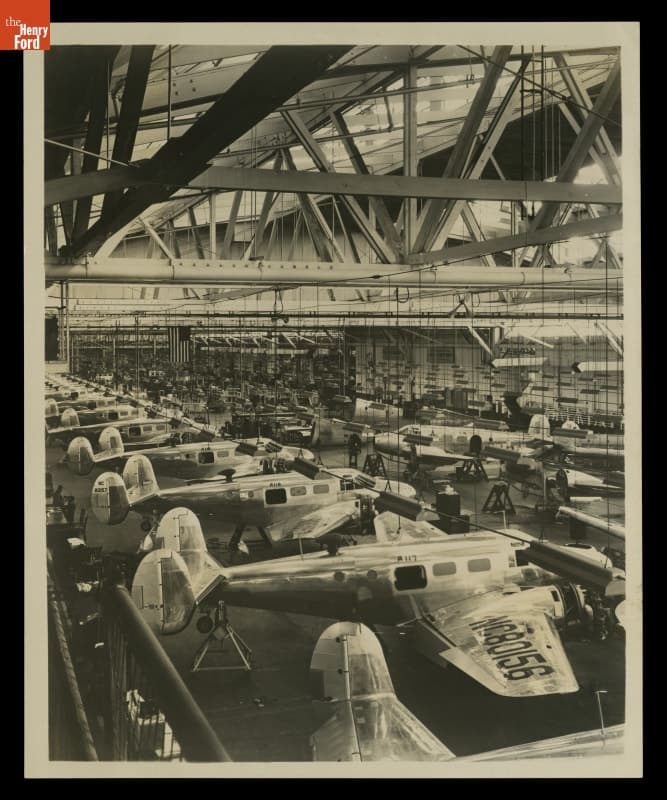 Assembly Line at Beech Aircraft Plant, Wichita, Kansas, 1946