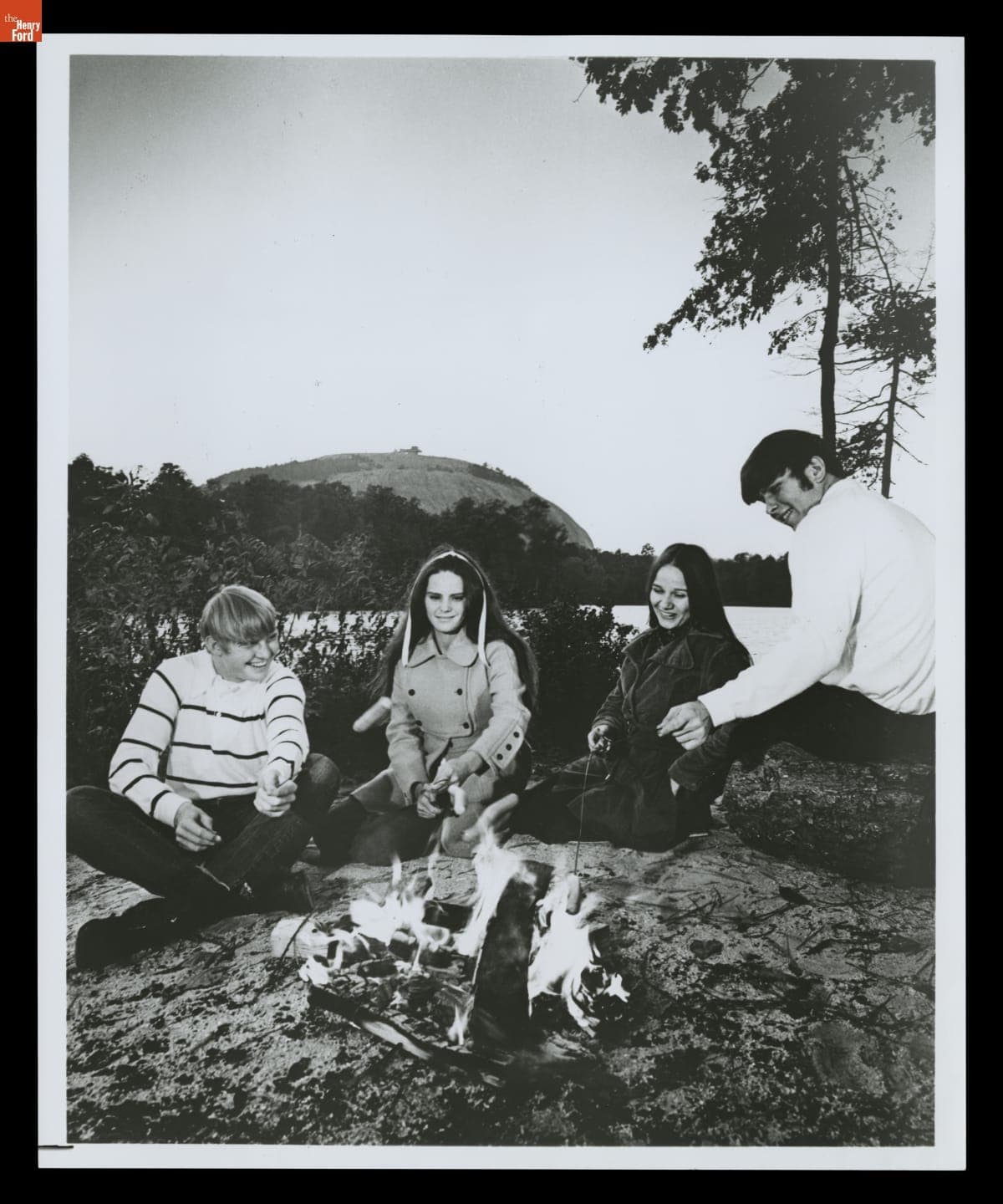 Teenagers Cooking Hot Dogs over a Campfire at Stone Mountain, Georgia, 1970-1975