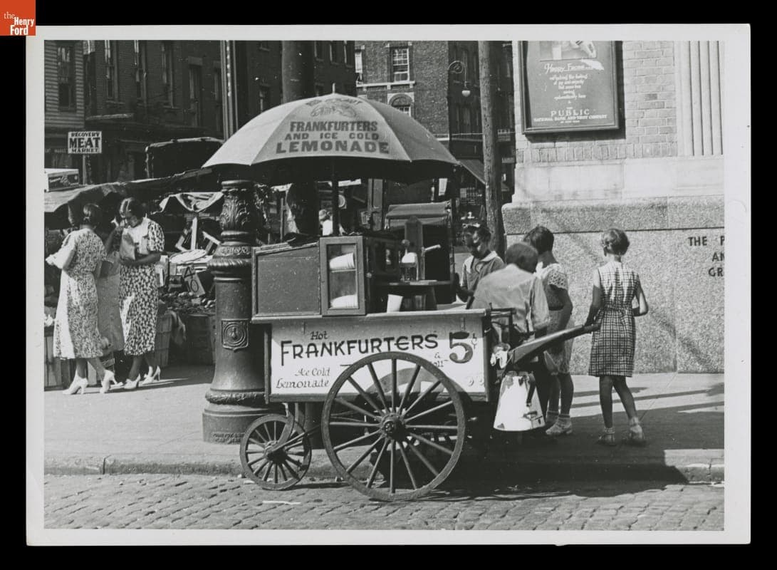 Hot Dog Vendor at Grand and Havemeyer Streets, Brooklyn, New York, 1935