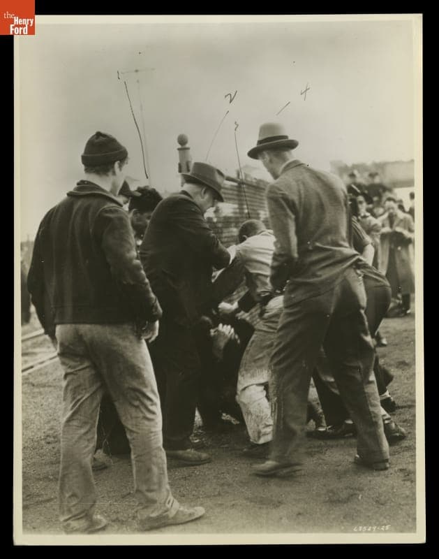 Ford Service Department Men Attack UAW Organizer during the Battle of the Overpass, May 26, 1937