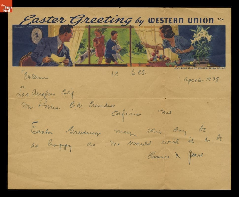 Easter Telegram, "Easter Greeting by Western Union," 1938