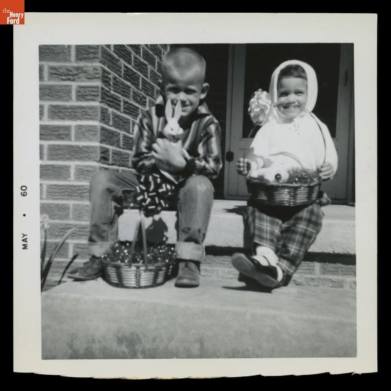 Mark and Marianne with Their Easter Baskets, 1960