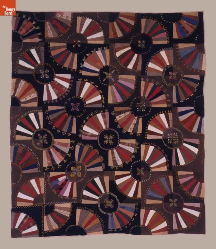 Fan Crazy Quilt by Sarah Kirby, circa 1900
