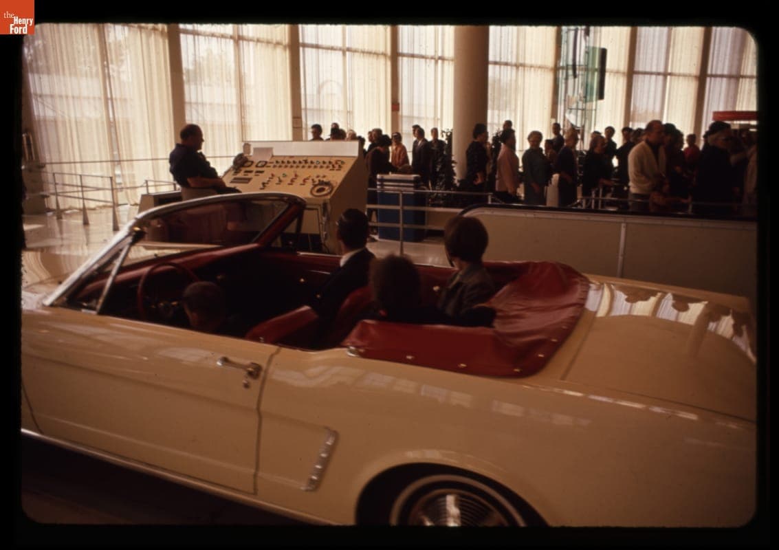 Mustang Convertible at Loading Area for the Magic Skyway Ride, Ford Pavilion, New York World's Fair, 1964-1965