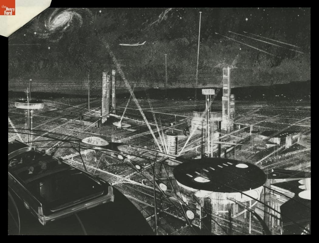 Illustration Proposal for "Space City" on the Magic Skyway Ride, Ford Pavilion, 1964-1965 New York World's Fair
