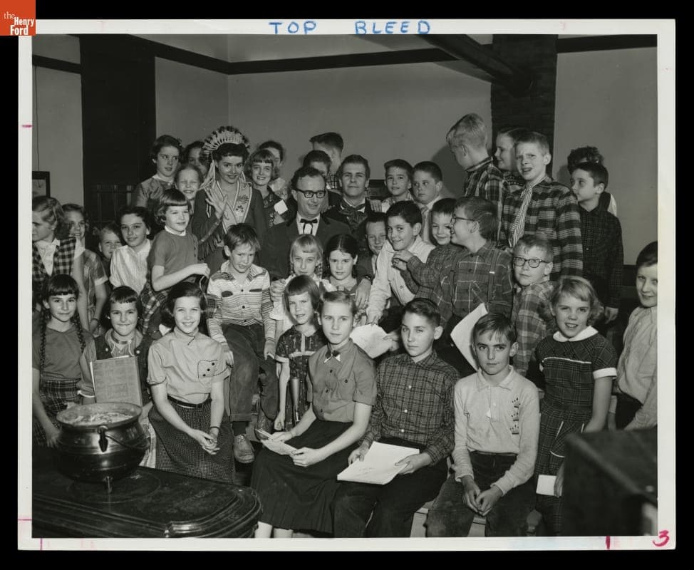The Cast of the Howdy Doody Show and Greenfield Village School Children at Scotch Settlement School, October 25, 1955