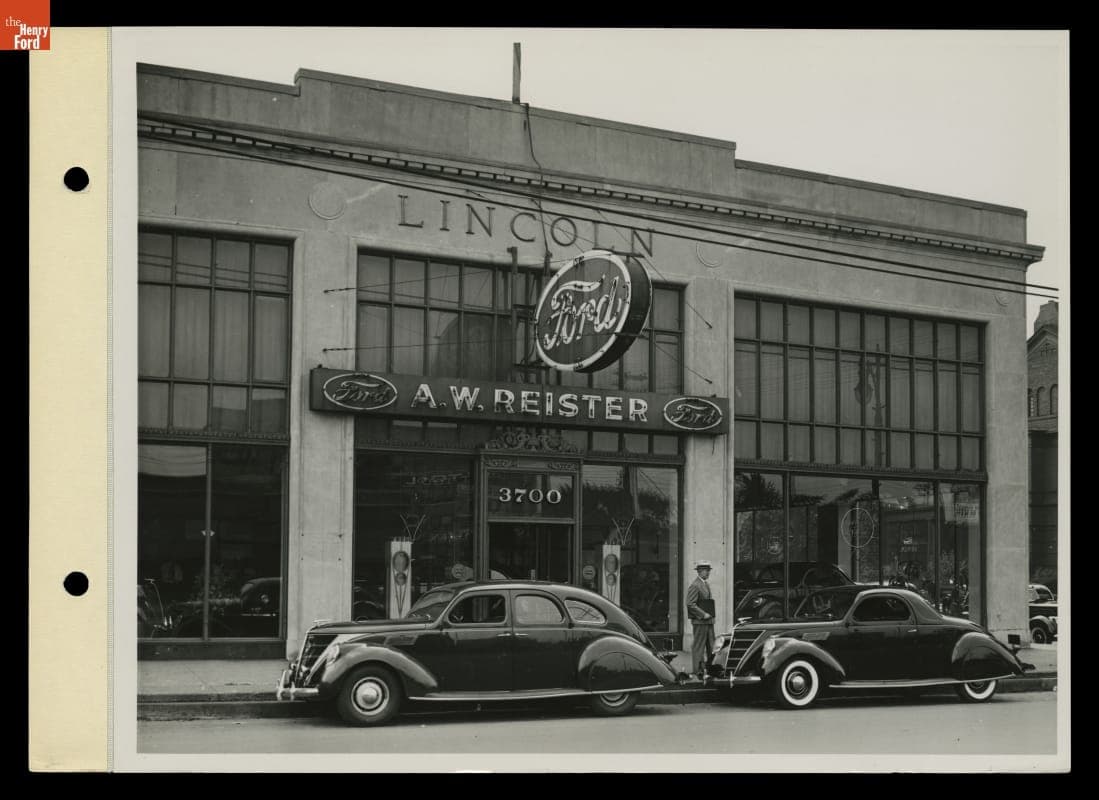 A.W. Reister Ford Dealership, Jefferson Avenue, Detroit, Michigan, August 12, 1937