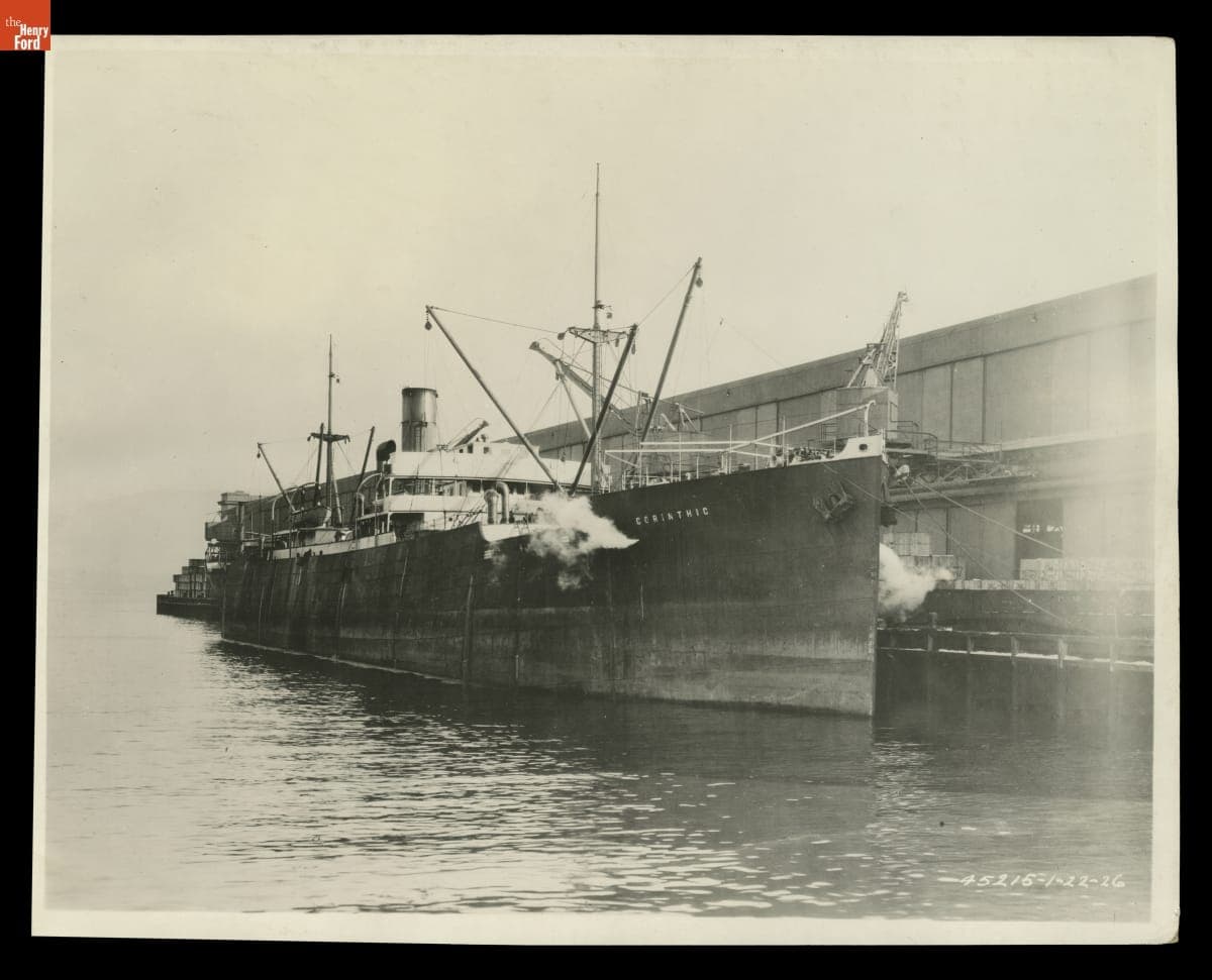 Ford Motor Company Ship "Corinthic" Docked at the Ford Rouge Plant, January 1926