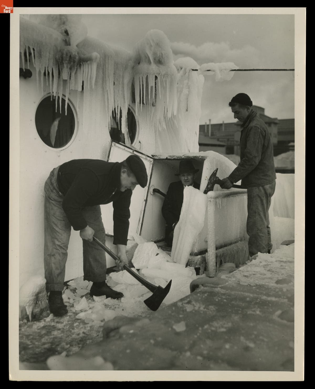 Crew Clearing Ice from the Deck of the Ford Motor Company Ship "Edgewater," November 1936