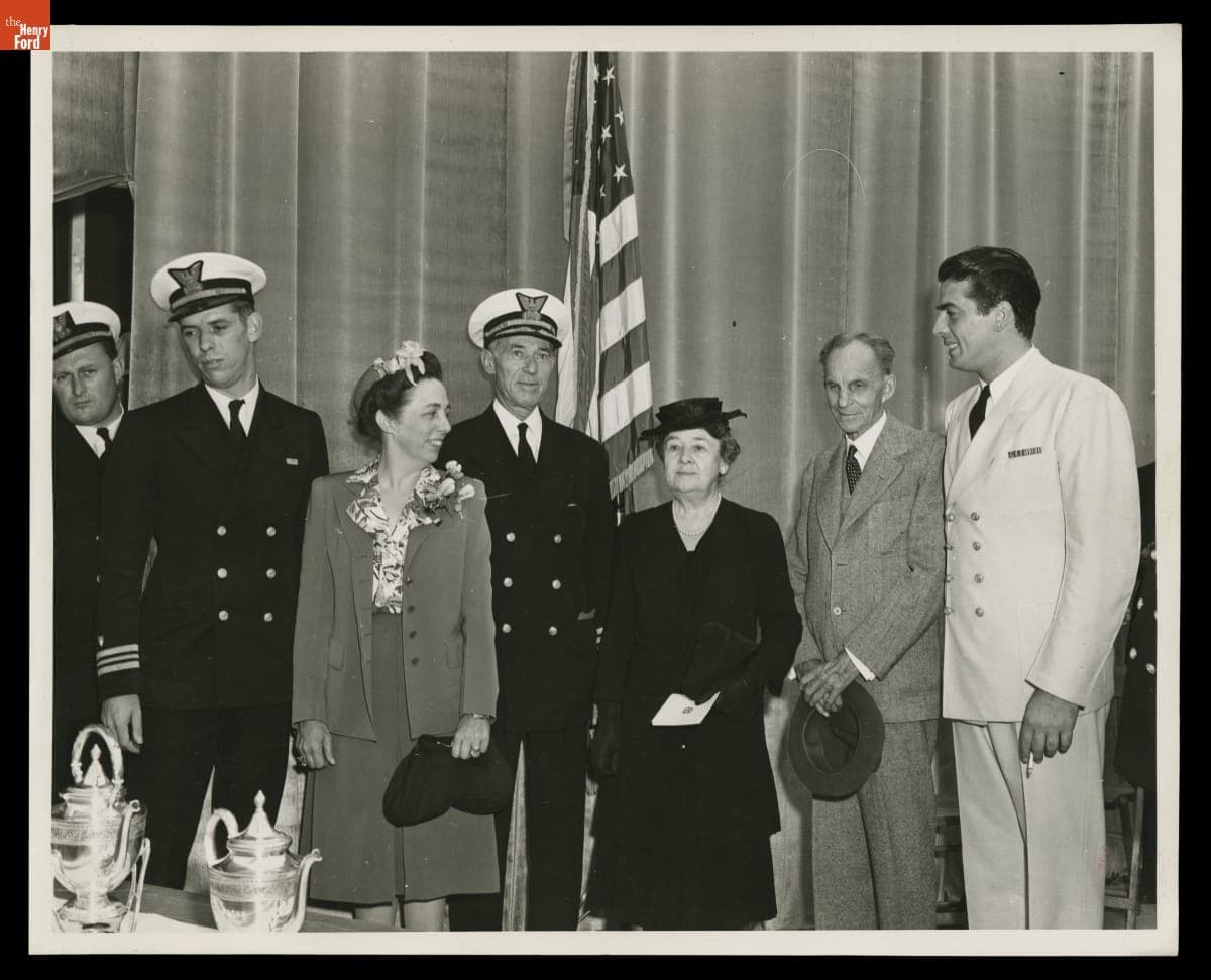 Henry Ford with Others at the Dedication Ceremony for USS Dearborn, September 1944