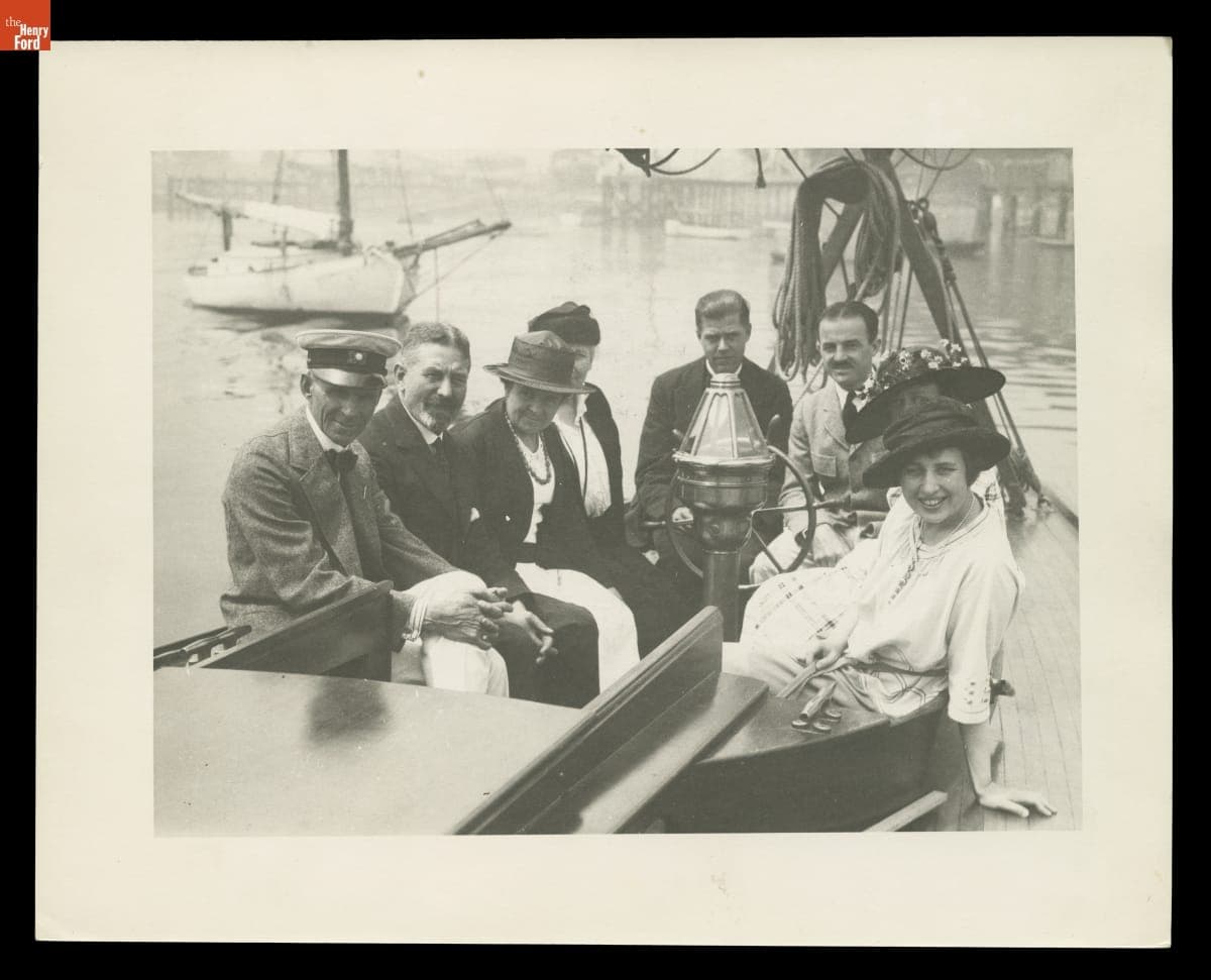 Henry and Clara Ford with Friends on a Sailboat, circa 1919