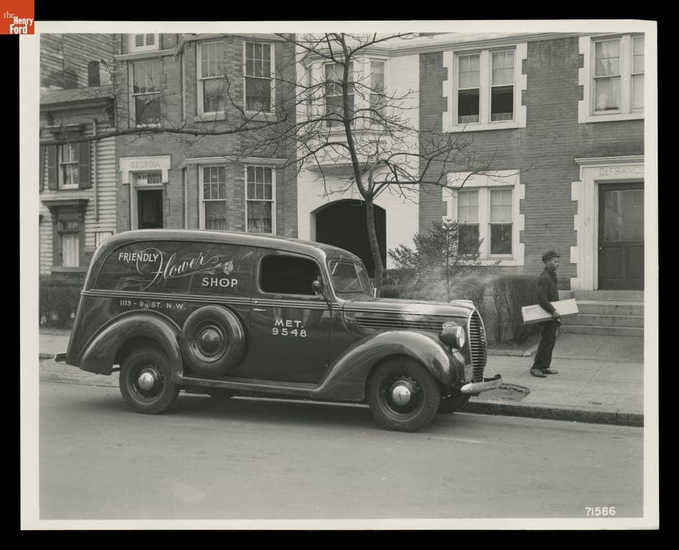 1939 Ford V-8 Panel Delivery Truck in Use by Friendly Flower Shop