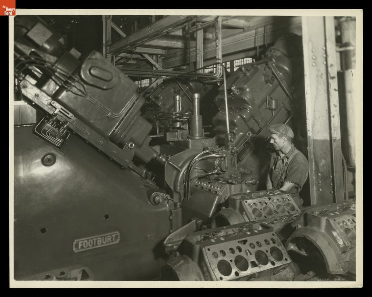 Footburt Automatic Drill Used on V-8 Engine Cylinder Blocks at the Ford Rouge Plant, February 1935