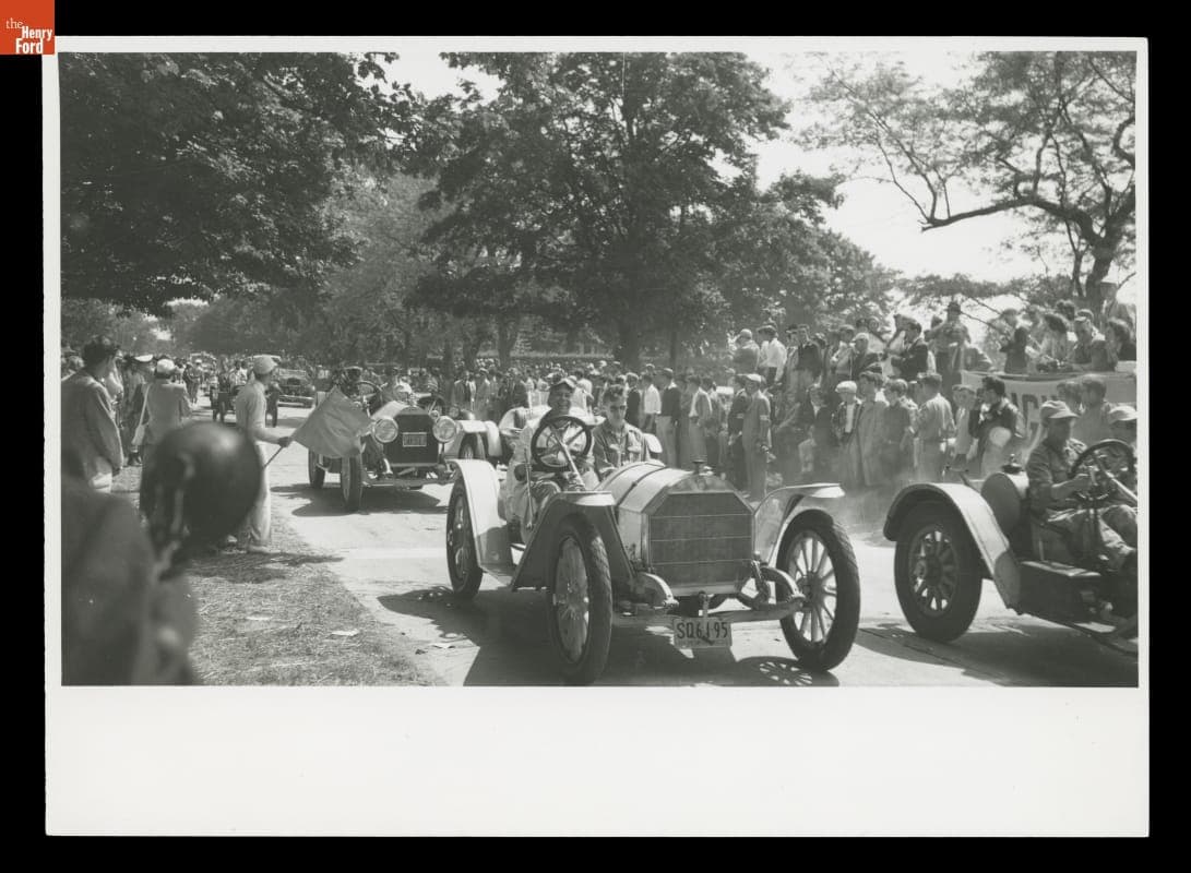Henry Austin Clark, Jr. Driving 1911 Mercer Raceabout in Bridgehampton Exhibition Run, June 1951