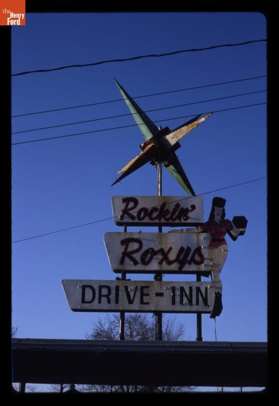 Rockin' Roxy's Drive-Inn Sign, Benton Harbor, Michigan, 1991