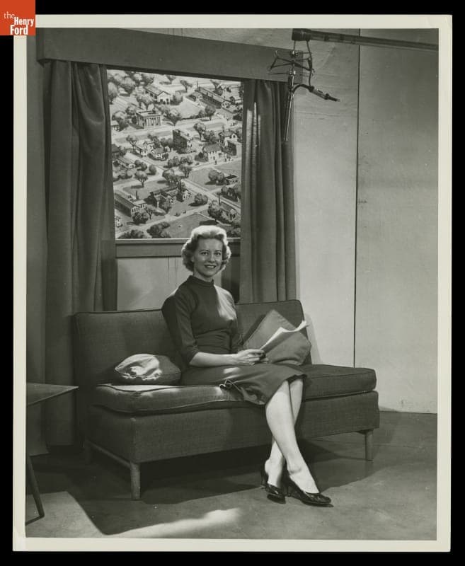 Marion Corwell on the Set of the Television Program "Window to the Past," November 1957