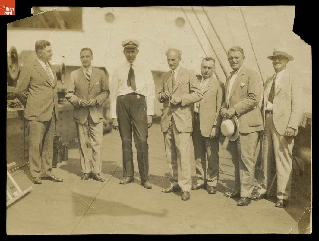 Henry Ford and others aboard the MS Lake Ormoc, July 20, 1928
