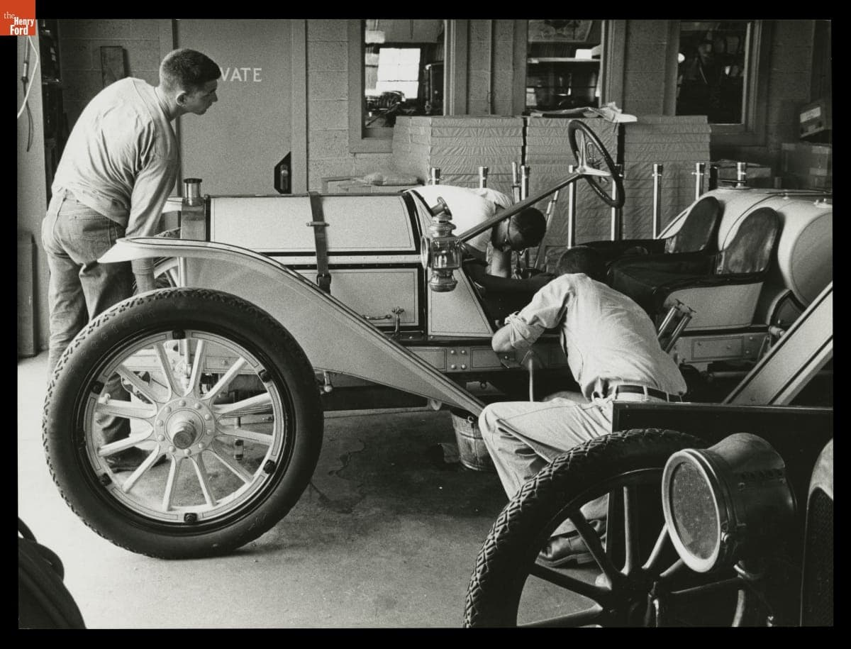 Garage at Long Island Automotive Museum, July 4, 1960