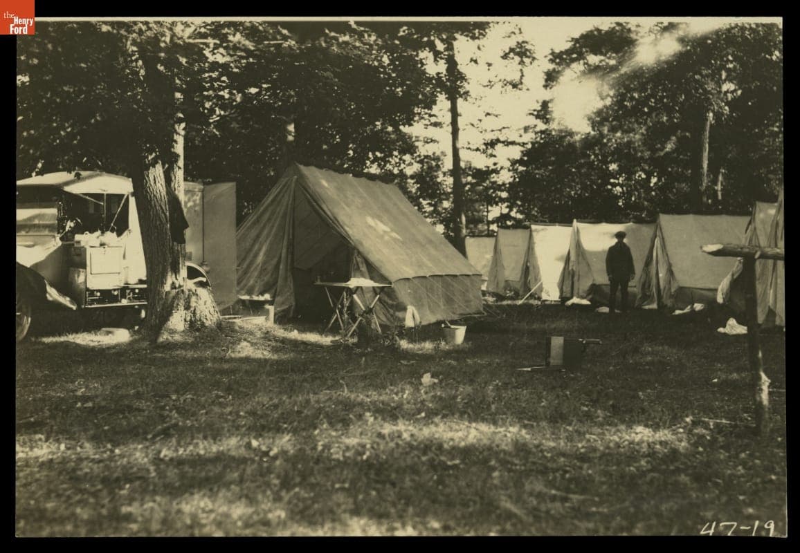 "Vagabonds" Camp Site and Camping Truck, 1919